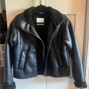 Hollister Black Faux Leather Coat